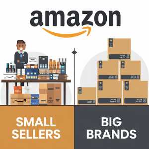 A division of small sellers and big brands are shown
