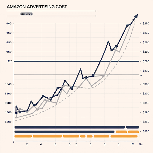 A graph with the title Amazon Advertising Cost