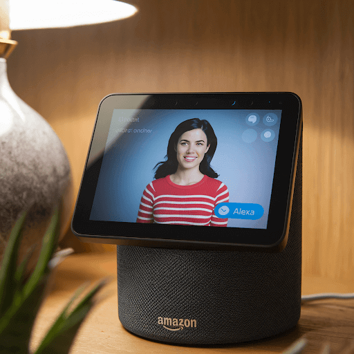 An Amazon Echo device with a screen