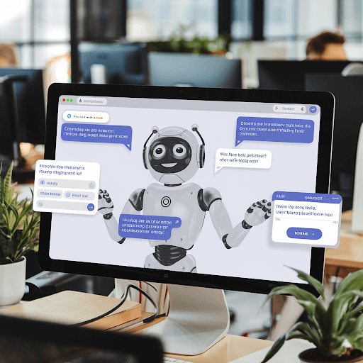 A chatbot guiding a customer through the purchasing process